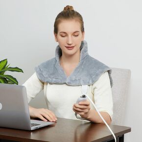 CAROMIO Weighted Heating Pad for Neck and Shoulders - UL Certified, 2.2lb Large Electric Fast Heating Pad for Pain Relief and Deep Pressure Therapy, 22"x19" Size for Neck Pain and Cramps
