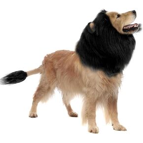 Dog Costume Halloween Dog Costume Lion Mane for Medium and Large Dogs Realistic Lion Wig Dog Costume Supplement Lion Mane for Photoshoot Entertainment (Light Brown) Size M + Tail Set
