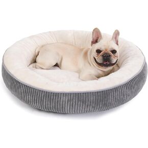 Bedfolks Donut Dog Bed,30 Inches Calming Round Dog Beds for Medium Dogs,Washable Anti Anxiety Cuddler Dog Bed with Removable Cover(Dark Grey,Medium)