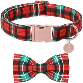 DOGWONG Christmas Dog Collar Bow Adjustable Girl Pink Dog Collar Bow Tie Cute Christmas Snowman Dog Collar for Small Medium Large Dogs