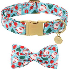 DOGWONG Christmas Dog Collar Bow Adjustable Girl Pink Dog Collar Bow Tie Cute Christmas Snowman Dog Collar for Small Medium Large Dogs