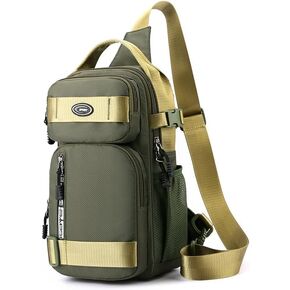 Men's Crossbody Backpack Chest Bag Shoulder Bag Men's Camping Hiking Cycling Outdoor Travel Waterproof Bag (Black)