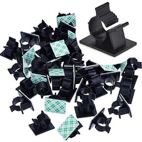 Onwon 50 Pieces Strong Adhesive Adjustable Cable Clips, Car Cable Organizer Nylon Wire Clips Cable Ties Cable Clamps, Cable Management Clips Cord Organizer for Desktop, Office, Home and Car