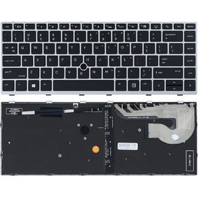 Replacement Keyboard Backlit for HP EliteBook 840 G5 840 G6 745 G5 745 G6 846 G5 848 G5 Zbook 14U G5 G6 Series Laptop Silver Frame US Layout Backlight Keyboard P/N: L11307-001 L14378-001