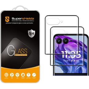 Supershieldz (2 Pack) Designed for Motorola Razr+ / Plus 2024 (Front Screen Only) Tempered Glass Screen Protector, 3D Curved Glass, Anti Scratch, Bubble Free (Black)