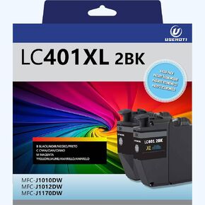LC401XL High Yield Black Ink Cartridges Compatible for Brother LC401 XL Black LC401XLBK Work with Brother MFC-J1010DW MFC-J1012DW MFC-J1170DW Printer (2 Pack)