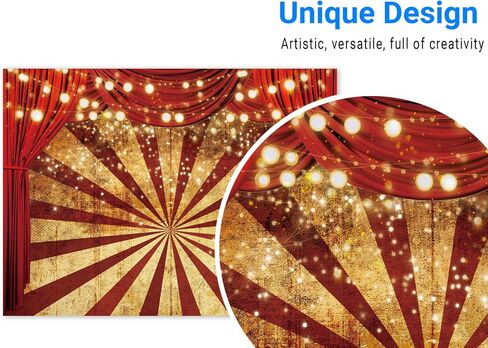 Funnytree 7x5ft الذهبي بريق الستار الأحمر هالوين التصوير خلفية السيرك كرنفال التألق المشارب خلفية استحمام الطفل حفلة عيد ميلاد صورة كعكة الجدول ديكور راية صور كشك الدعائم in Kuwait