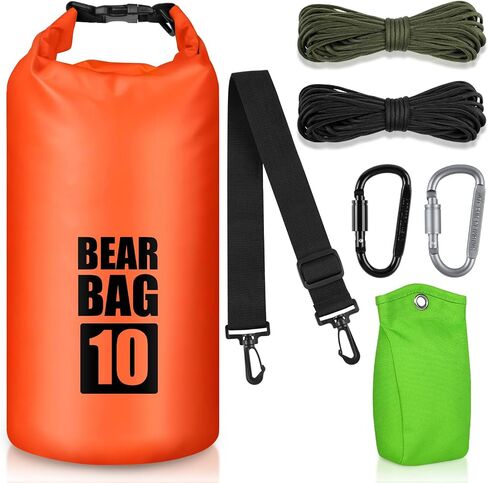 Bear Food Bag Hanging System, Bear Bags for Food Backpacking, Ultralight Bear Proof Food Storage Canister Bag, 10L Waterproof Camping Bear Food Bag Pulley System with Paracord, Carabiner, Throw Bag in Saudi Arabia