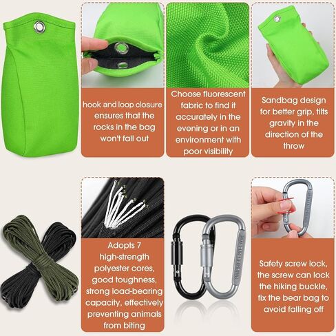 Bear Food Bag Hanging System, Bear Bags for Food Backpacking, Ultralight Bear Proof Food Storage Canister Bag, 10L Waterproof Camping Bear Food Bag Pulley System with Paracord, Carabiner, Throw Bag in Saudi Arabia