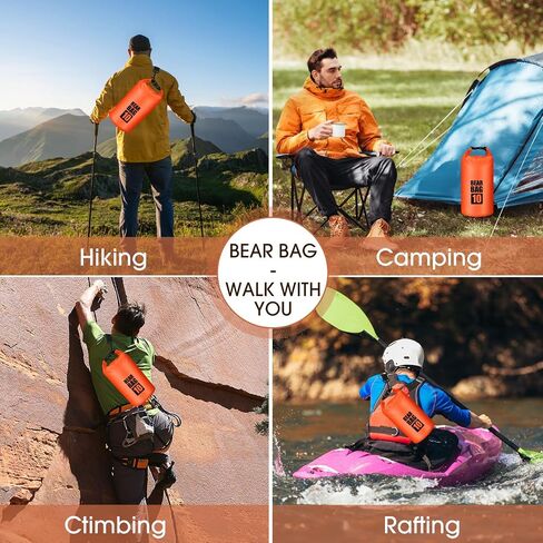 Bear Food Bag Hanging System, Bear Bags for Food Backpacking, Ultralight Bear Proof Food Storage Canister Bag, 10L Waterproof Camping Bear Food Bag Pulley System with Paracord, Carabiner, Throw Bag in Saudi Arabia