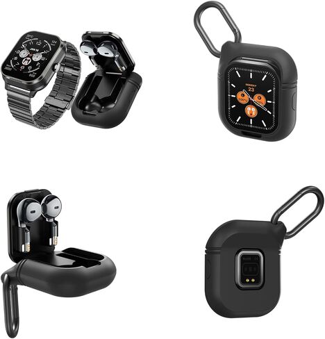 D8Pro 2.01" TFT Smartwatch with Earbuds Smart Watch TWS Wireless Bluetooth Headset Health Monitor Fitness Tracker Bluetooth Call Music Player (Black Silicone) in Saudi Arabia