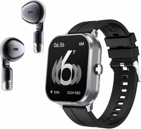 D8Pro 2.01" TFT Smartwatch with Earbuds Smart Watch TWS Wireless Bluetooth Headset Health Monitor Fitness Tracker Bluetooth Call Music Player (Black Silicone) in Saudi Arabia