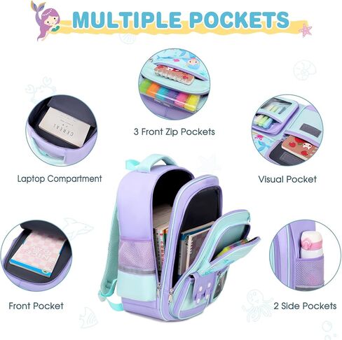 6pcs Girls Backpack with Bento Lunch Box Set, Kids Backpack for School with Lunch Box Lunch Bag Pencil Case Ice Box, Cute Kawaii Backpack Set, Bookbag for Elementary Middle High School in Kuwait