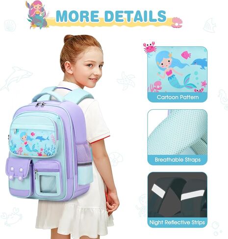 6pcs Girls Backpack with Bento Lunch Box Set, Kids Backpack for School with Lunch Box Lunch Bag Pencil Case Ice Box, Cute Kawaii Backpack Set, Bookbag for Elementary Middle High School in Kuwait