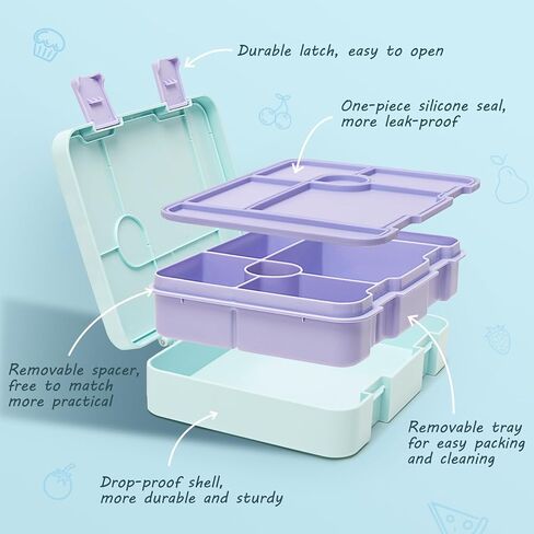 6pcs Girls Backpack with Bento Lunch Box Set, Kids Backpack for School with Lunch Box Lunch Bag Pencil Case Ice Box, Cute Kawaii Backpack Set, Bookbag for Elementary Middle High School in Kuwait