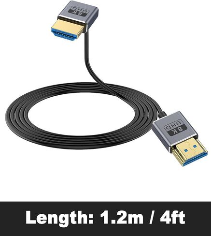 Duttek 8K HDMI Cable, UP Angle HDMI Male to Female Cable, Ultra High Speed 48Gbps Bandwidths, Ultra Thin HDMI Cord OD2.5mm, Support 8K@60Hz, 4K@240Hz for GH5S, PS5, Xbox One Monitor,PC. 4FT/1.2 in Saudi Arabia