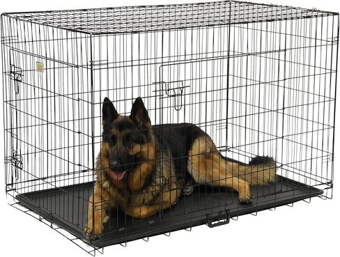 قفص معدني قابل للطي ببابين من Go Pet Club مقاس 42 بوصة مع مقسم in Kuwait