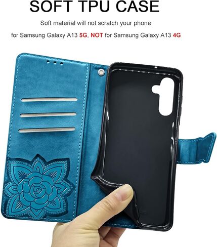 حافظة محفظة لهاتف Samsung Galaxy A13 5G حافظة محفظة 【RFID Blocking】، حافظة هاتف قابلة للطي متوافقة مع حافظة محفظة Samsung A13 5G، حافظة هاتف لهاتف Galaxy A13 5G مع مسند حزام المعصم in Kuwait