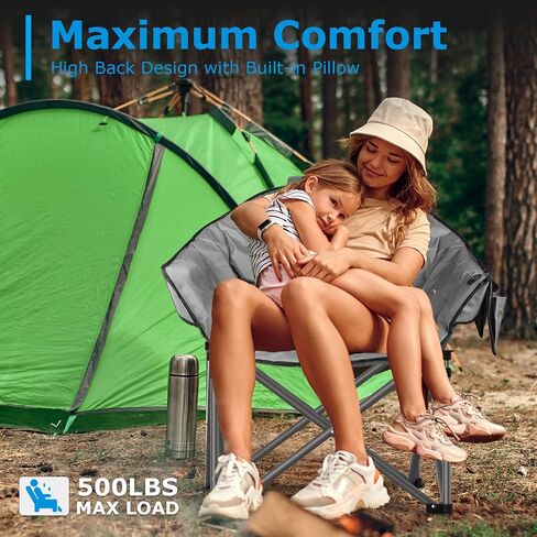 ZENPETIO Heated Camping Chair, Oversized Heated Chairs with 20000 mAh Power Bank for Adults 3 Heat Levels, Portable Folding Padded Chair for Camp, Lawn, Sports, Outdoor in Saudi Arabia