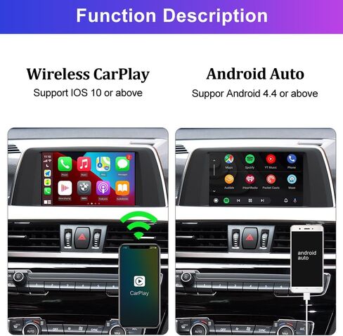CarlinKit Wireless CarPlay Android Auto Decoder for BMW F20 F22 F30 F32 F10 F12 F01 F48 F25 F26 F15 F16 2013 إلى 2017 شاشة نظام nbt، تدعم الكاميرا الخلفية، iOS 14 in Kuwait