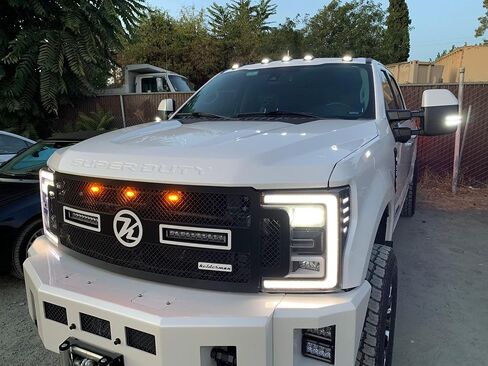 5 قطع من مصابيح كابينة الدخان العنبر LED لسقف الجري العلوي مجموعة مصابيح التخليص متوافقة مع Ford F-250 F-350 F-450 F-550 Super Duty 2017 2018 2019 2020 2021 2022، 264343BK in Kuwait