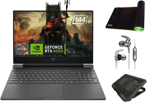 كمبيوتر محمول HP Victus للألعاب، شاشة 15.6 بوصة FHD 144 هرتز، Ryzen 5-8645HS (Beats i7-12650H)، GeForce RTX 4050، 16 جيجابايت DDR5، 2 تيرابايت PCIe 4.0، WiFi 6، إضاءة خلفية، HDMI، RJ45، لوحة مفاتيح، 3 في 1 RGB حزمة الألعاب، فوز 11 in Saudi Arabia