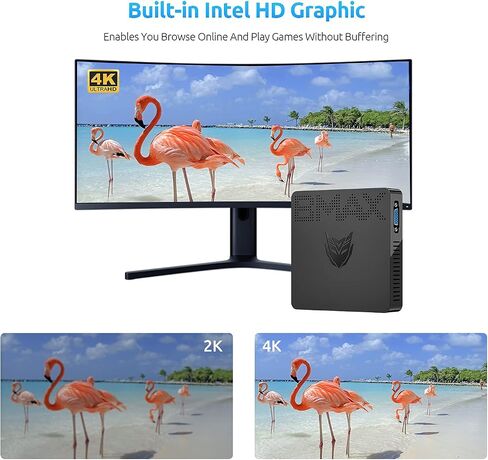 كمبيوتر مكتبي صغير Bmax Mini PC 4 جيجا DDR3/64 جيجا معالج eMMC Celeron J3060 (يصل إلى 2.48 جيجا هرتز)، 2.4 جيجا/5 جيجا واي فاي مزدوج، منفذ HDMI+VGA، شاشة مزدوجة 4K HD، BT4.2، جيجابت إيثرنت in Kuwait