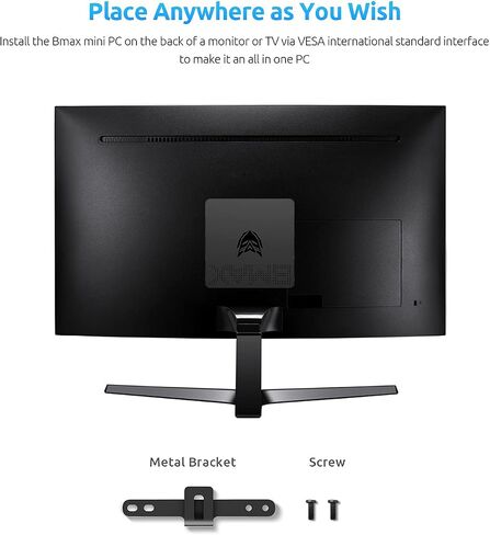 كمبيوتر مكتبي صغير Bmax Mini PC 4 جيجا DDR3/64 جيجا معالج eMMC Celeron J3060 (يصل إلى 2.48 جيجا هرتز)، 2.4 جيجا/5 جيجا واي فاي مزدوج، منفذ HDMI+VGA، شاشة مزدوجة 4K HD، BT4.2، جيجابت إيثرنت in Kuwait