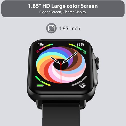 ساعة ذكية SOUYIE (الرد على المكالمات/الاتصال الهاتفي) للرجال والنساء، شاشة عرض عالية الدقة 1.85 بوصة عالية الدقة لضغط الدم والأكسجين في الدم ومراقبة معدل ضربات القلب والنوم، IP68 مقاومة للماء ومتتبع اللياقة البدنية لهواتف Android وiOS in Kuwait