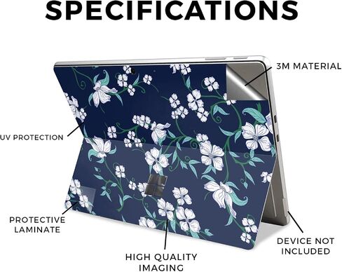 Tablet Skin Compatible with Microsoft Surface Pro 11 (2024) - White Freesia - Premium 3M Vinyl Protective Wrap Decal Cover - Easy to Apply | Crafted in The USA by MightySkins in Saudi Arabia