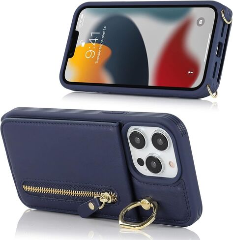 حافظة هاتف Jaorty لهاتف iPhone 13 Pro Max مع حزام، حافظة لهاتف iPhone 12 Pro Max مع حامل بطاقة للنساء، حافظات طويلة تمر بالجسم مع جيب بسحاب وحامل حلقة مقاس 6.7 بوصة، بني in Saudi Arabia