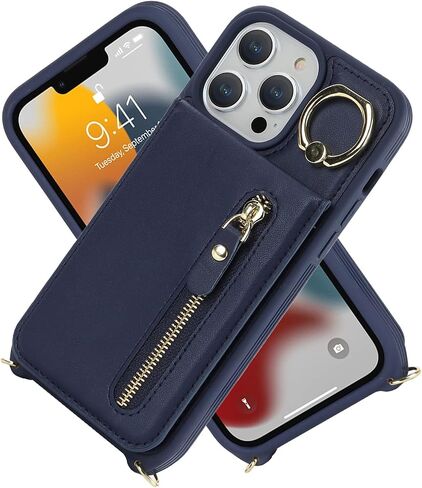 حافظة هاتف Jaorty لهاتف iPhone 13 Pro Max مع حزام، حافظة لهاتف iPhone 12 Pro Max مع حامل بطاقة للنساء، حافظات طويلة تمر بالجسم مع جيب بسحاب وحامل حلقة مقاس 6.7 بوصة، بني in Saudi Arabia