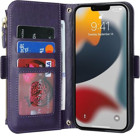 حافظة هاتف Jaorty لهاتف iPhone 13 Pro Max مع حزام، حافظة لهاتف iPhone 12 Pro Max مع حامل بطاقة للنساء، حافظات طويلة تمر بالجسم مع جيب بسحاب وحامل حلقة مقاس 6.7 بوصة، بني in Kuwait