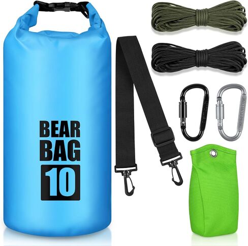 Bear Food Bag Hanging System, Bear Bags for Food Backpacking, Ultralight Bear Proof Food Storage Canister Bag, 10L Waterproof Camping Bear Food Bag Pulley System with Paracord, Carabiner, Throw Bag in Saudi Arabia
