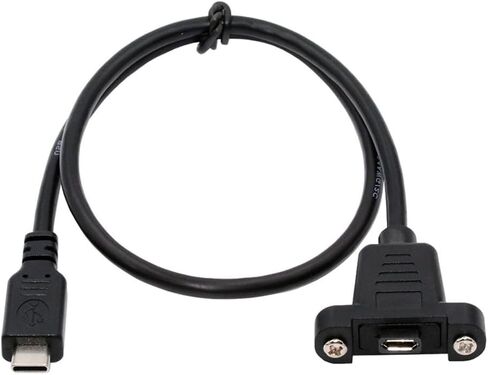 xiwai USB 2.0 Extension Cable 1FT, Mini USB 5 Pin Connector to USB-C Male Charger 480Mbps Data Cords Panel Mount Screw for Portable Hard Drive, Camera, MP3 Player, GPS Receiver and More in Saudi Arabia