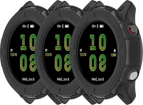 3Pack Silicone Cases Compatible with Garmin Forerunner 955/955 Solar Watch Case Cover Protector Protective Case for Forerunner 955 Solar (Black+Black+Black) in Saudi Arabia