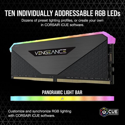 CORSAIR Vengeance RGB RT 32GB (4x8GB) DDR4 3600 (PC4-28800) C18 1.35V ذاكرة سطح المكتب in Saudi Arabia