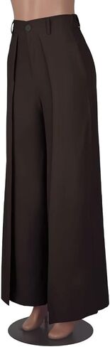 بنطال عالي الخصر واسع الساق للنساء بخصر مطاطي وسحاب خلفي سبليت بالازو in Kuwait