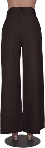 بنطال عالي الخصر واسع الساق للنساء بخصر مطاطي وسحاب خلفي سبليت بالازو in Kuwait