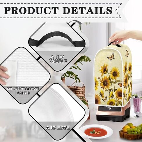 Sunflower Butterfly Blender Cover, Kitchen Dustproof Blender Cover Dust and Fingerprint Appliance Protector, Machine Washable in Kuwait