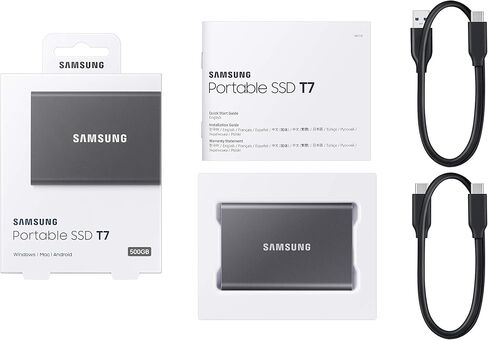 Samsung T7 Portable SSD 500GB - Up to 1050MB/s - USB 3.2 External Solid State Drive, Blue (MU-PC500H/AM) in Saudi Arabia