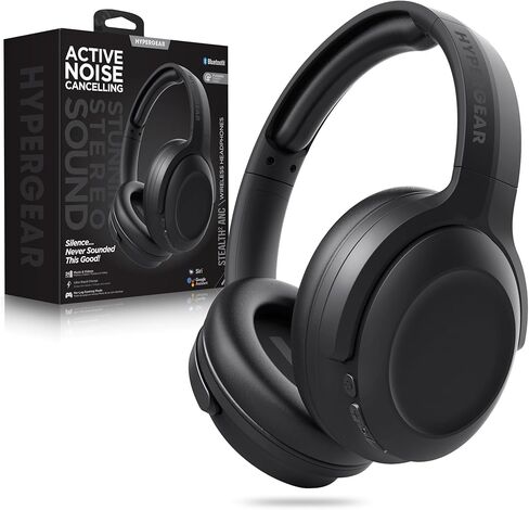 سماعات رأس هايبرسيل ستيلث 2 ANC اللاسلكية بتقنية البلوتوث بخاصية إلغاء الضوضاء - فوق الأذن، صوت بلوتوث عالي الدقة، صوت جهير عميق، شحن سريع، ميكروفونات مزدوجة لإلغاء الضوضاء، تقنية إلغاء الصوت اللاسلكية - أسود in Kuwait
