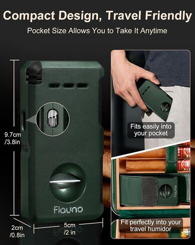 Cigar Torch Lighter, All- in -1 Windproof Jet Flame Cigar Lighter Built-in V-Cut Cigar Cutter, Cigar Punch, Cigar Draw Enhancer, Cigar Holder, Refillable Butane Lighter for Smoking, with Fuel Window in Saudi Arabia
