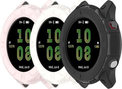 3 عبوات من حافظات السيليكون المتوافقة مع Garmin Forerunner 955/955 Solar Watch Case Cover Protector لـ Forerunner 955 Solar (أسود + أسود + أسود) in Saudi Arabia