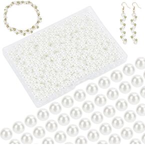 PH PandaHall White Pearl Beads 6mm, 400pcs Tiny Satin Luster Glass Pearl Beads Round Loose Spacer Beads for Earring Bracelet Necklace Waist Chain Making, Glossy White