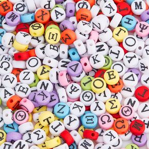CHGCRAFT 400 Pcs 2 Colorled Greek Alphabet Bead Stretch Bracelets Making Kits with Clear Elastic Crystal Thread for Jewelry Making DIY Necklace Bracelet