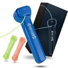 Fun Glow in The Dark String Toy with Shark Tank, Integrated UV Blacklight – Portable Rope Launcher Loop Fidget Toy - Ideal Gift for Children (Blue)