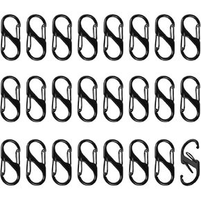 24pcs Small Carabiner Clip 1.6inch Key Carabiner,S Carabiner Dual Opening Design,Replacement Mini Carabiner Clip,Carabiner Small Alloy Snap Hook(Black) in Saudi Arabia