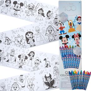 Disney 100 Giant Coloring Roll Set with 20 Crayons, 20 ft Drawing Paper for Kids