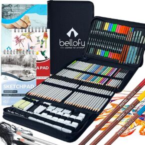 200 Pack Drawing Kit Includes Drawing Pad & Multimedia Pad with Video Course & How-to Guide | Art Supplies for Adults, Teens, Kids | Sketching Kit with Graphite, Charcoal, Watercolor Pencils in Kuwait